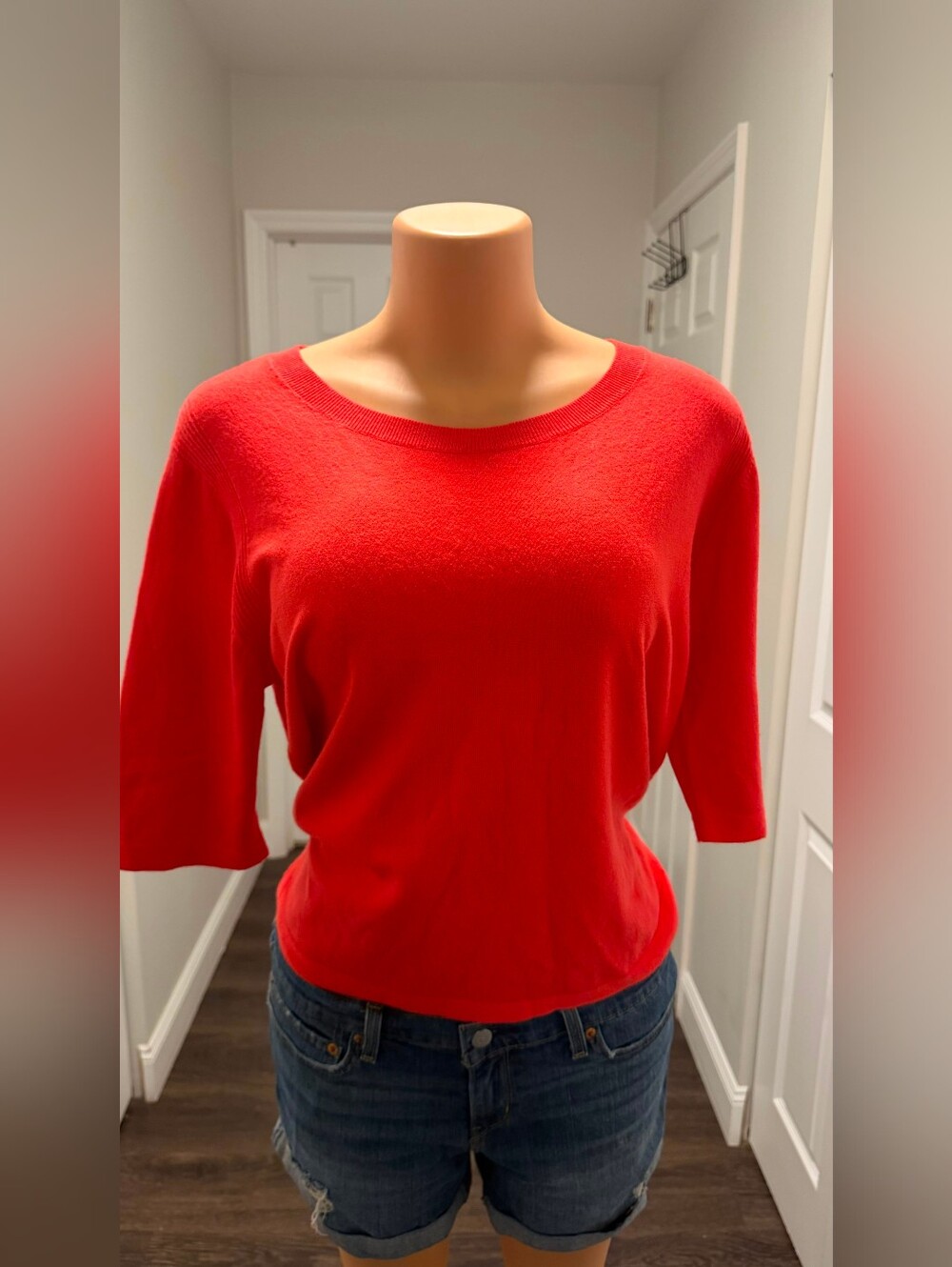 NWT Classic Women's Lightweight Red Crewneck Sweater SIZE XL